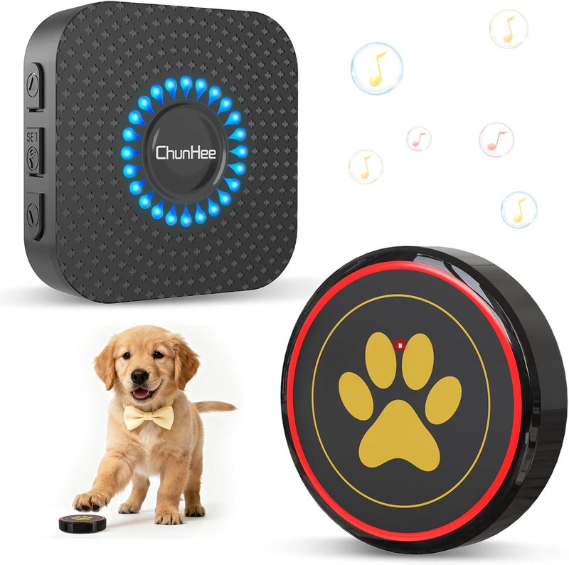 ChunHee Dog Door Bell for Potty Training – Wireless Doggie Doorbell to Go Outside, 1.6in Touch Surface, Easy for Puppy & Adult Dogs, IP55 Waterproof, 500FT Range, 55 Ringtones, Adjustable Volume - Image 1